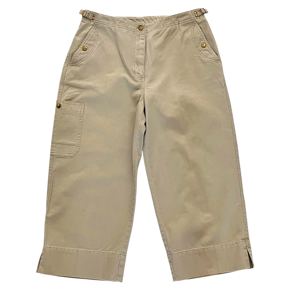 Vtg Lauren Ralph Lauren Cropped Pant 10 Tan Marine Div 067 Cinch Waist Utility